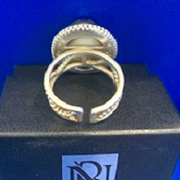 Nicky Butler Vintage Druzy Stone Sterling Silver Rope Oval Adjustable Ring Sz 8 - Picture 6 of 6